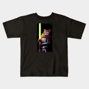 Fun Cat Print ~ AI Art ~ Fantasy Cat ~ Sci-fi Cat ~ Cats with Lightsabers Kids T-Shirt